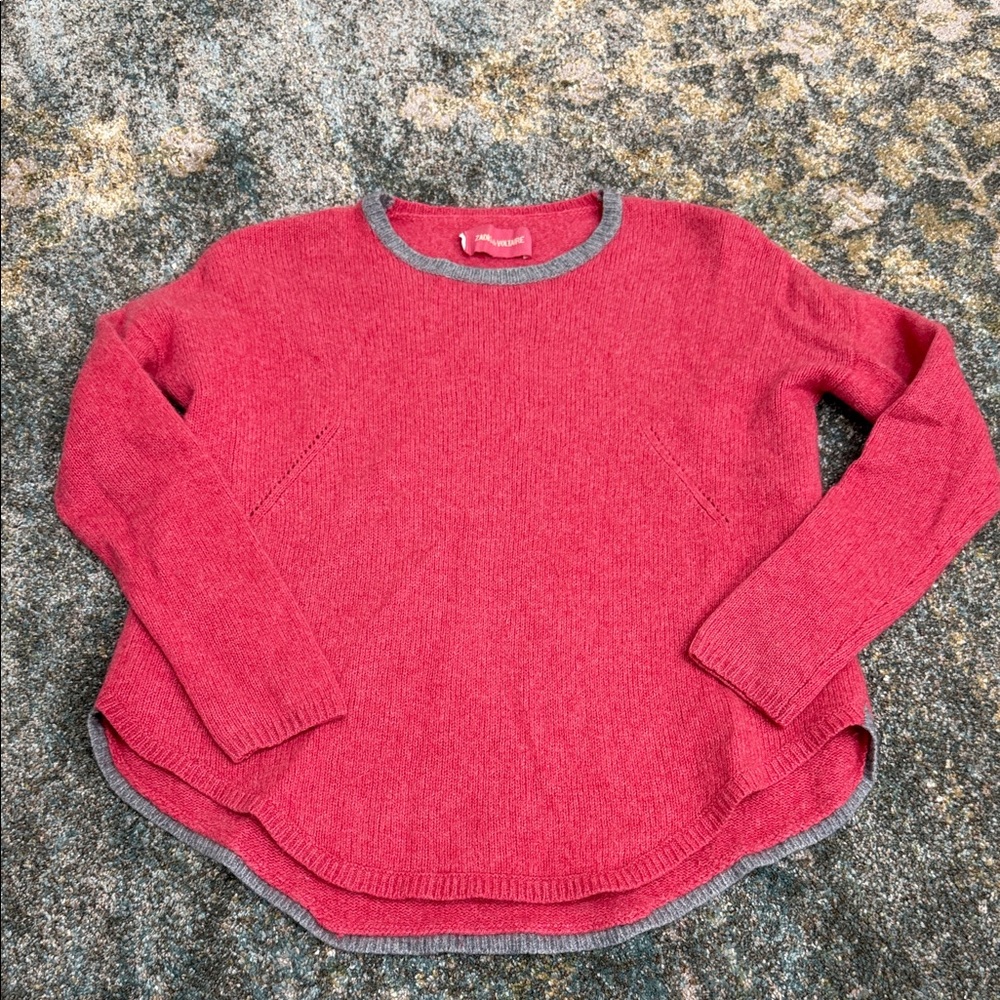 Zadig & Voltaire Red Sweater with Gray Accents
